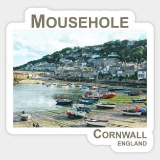 Mousehole, Cornwall, England UK fishing harbour boats art Sticker